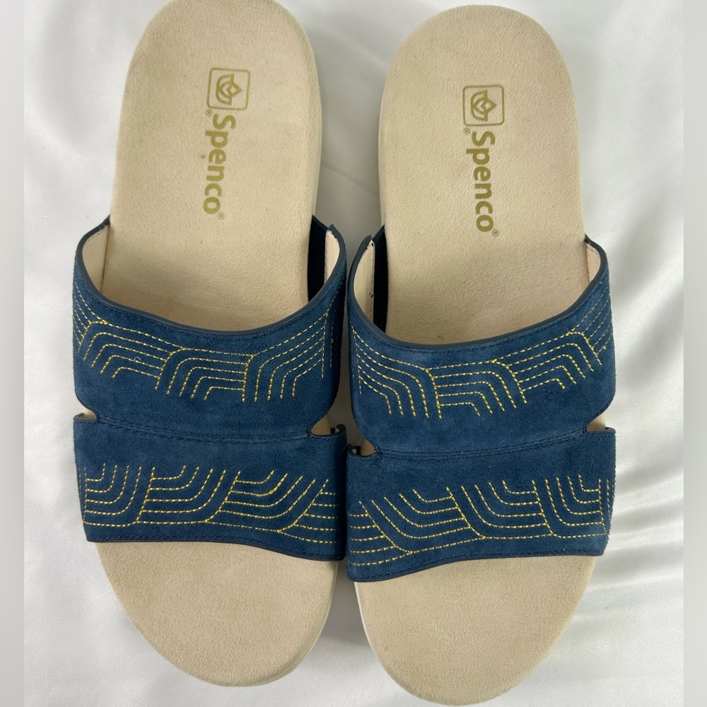 Spenco Twilight Ellie Women's Suede Leather Orthotic Slide Sandal Blue 9.5 EUC - Picture 5 of 14